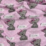 Фланель Польша Мишка-девочка на розовом