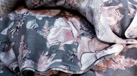 Муслін Польща Рожеві троянди на сірому