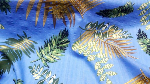 Штапель-муслин Тропики на голубом